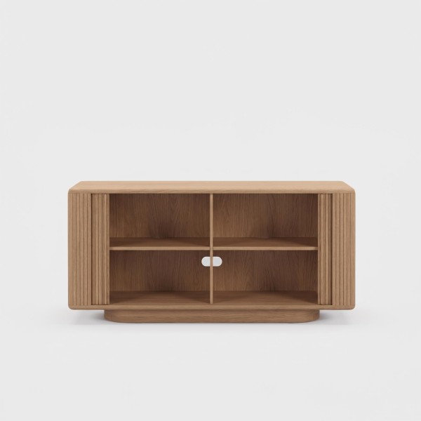 Buffet design en bois de chêne naturel avec portes coulissantes 180 cm - Kael