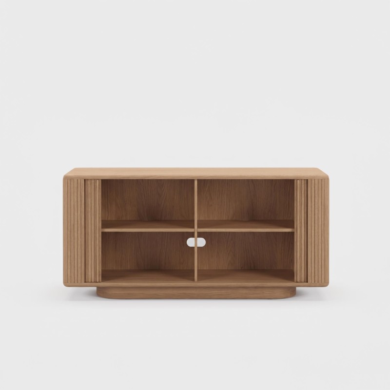 Buffet design en bois de chêne naturel avec portes coulissantes 180 cm - Kael