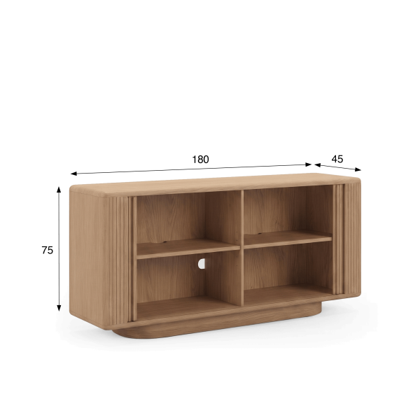Buffet design en bois de chêne naturel avec portes coulissantes 180 cm - Kael