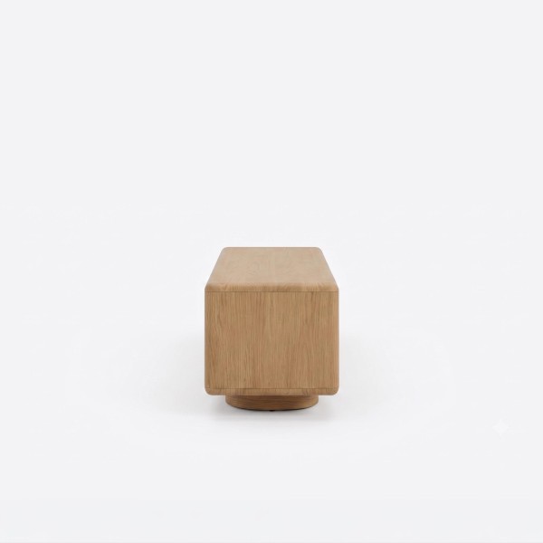 Meuble TV design en bois de chêne avec portes coulissantes 200 cm - Kael