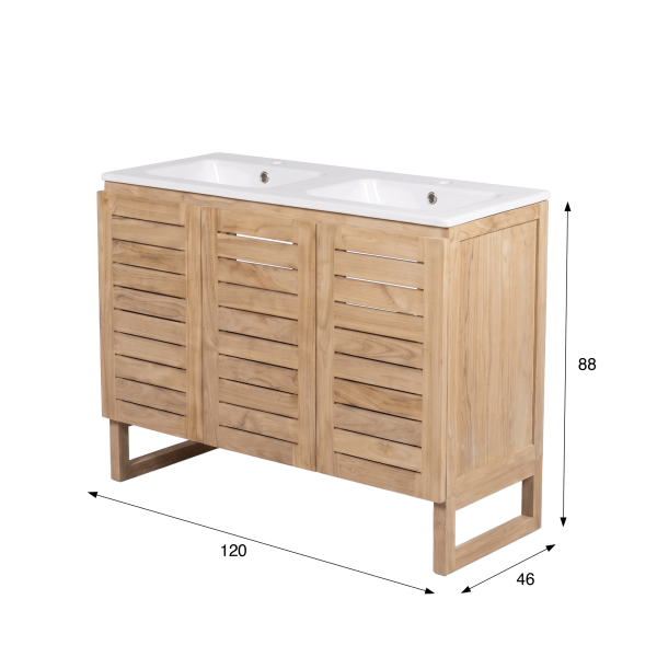 Meuble de salle de bain en bois massif de teck 120 cm - Mentari