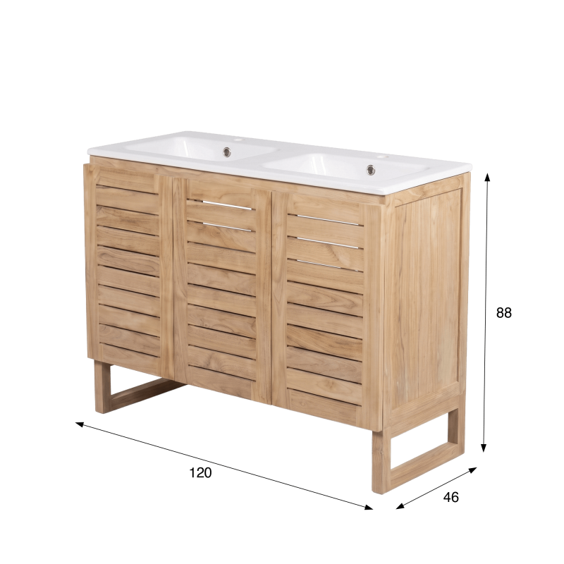 Meuble de salle de bain en bois massif de teck 120 cm - Mentari