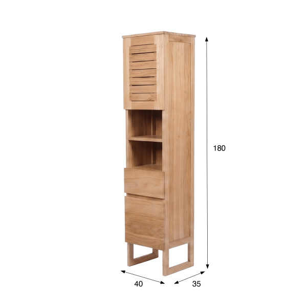 Colonne de rangement pour salle de bain en bois massif - Mentari