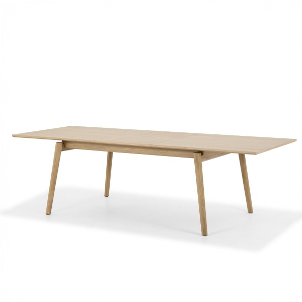 Table à manger en bois de chêne 200 x 100 cm avec allonge 60 cm - Elin