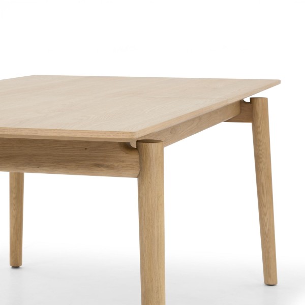 Table à manger en bois de chêne 200 x 100 cm avec allonge 60 cm - Elin
