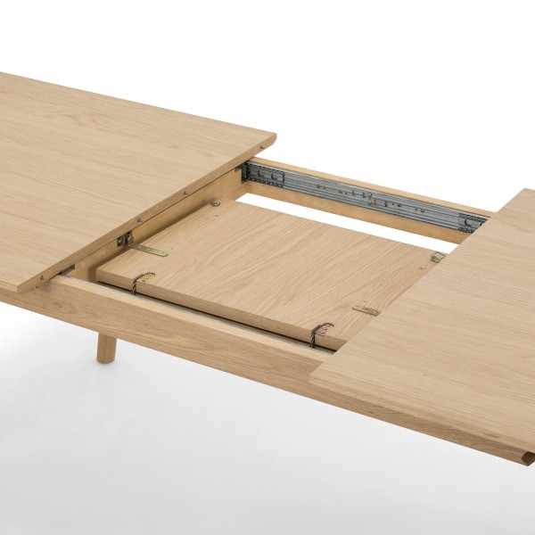 Table à manger en bois de chêne 200 x 100 cm avec allonge 60 cm - Elin