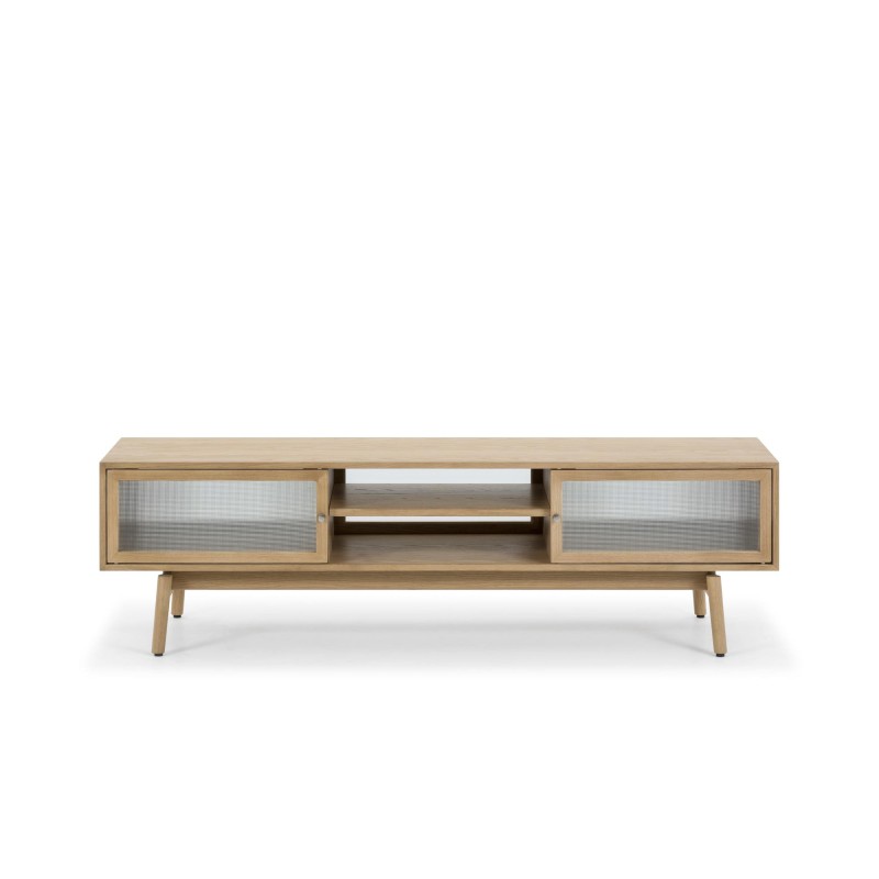 Meuble TV en bois de chêne naturel 160 cm - Elin