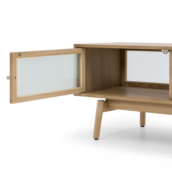 Meuble TV en bois de chêne naturel 160 cm - Elin