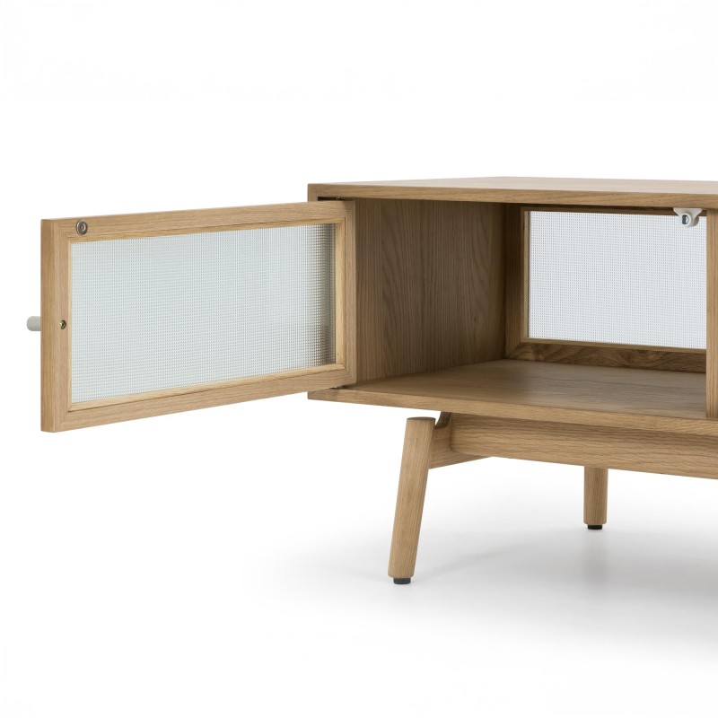 Meuble TV en bois de chêne naturel 160 cm - Elin
