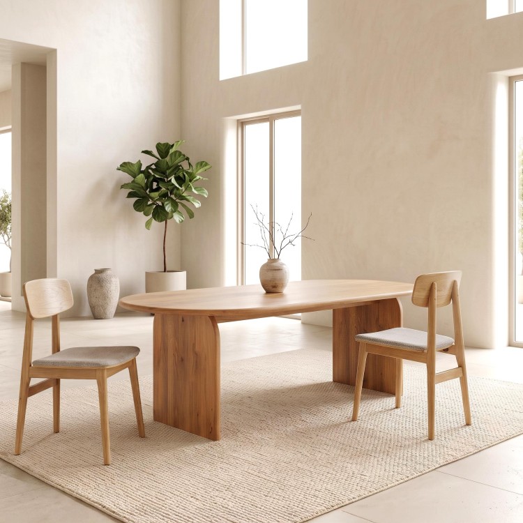 Table à manger ovale et design en bois massif 220 cm - Enoa