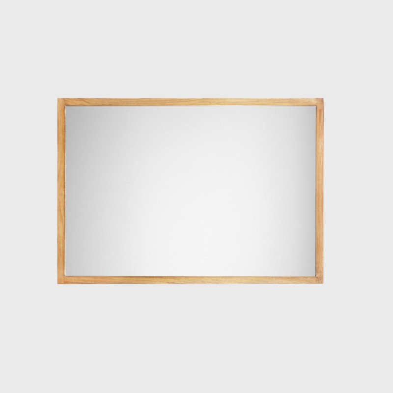 Grand miroir mural de salle de bain en bois massif de teck - Rhea