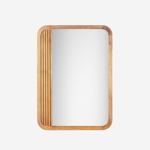 Miroir mural de salle de bain en bois de teck - Amaya
