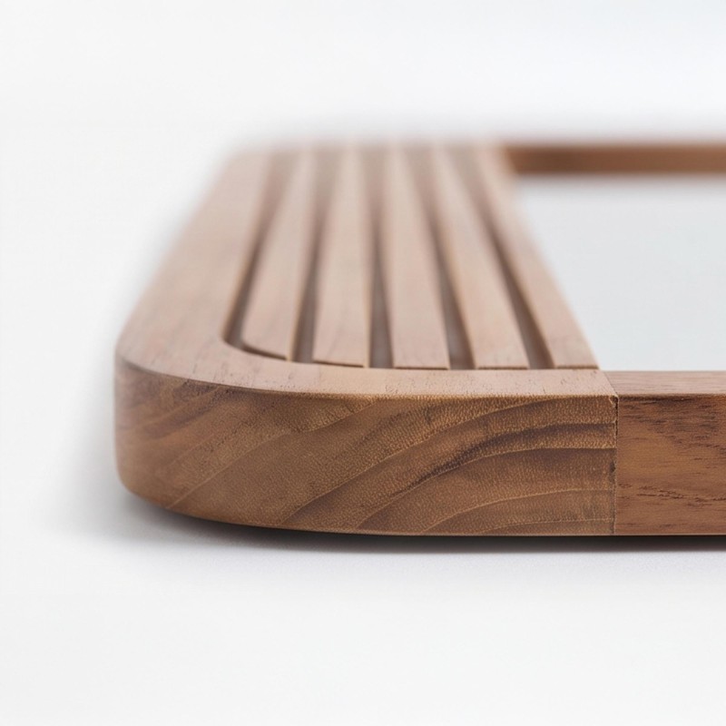 Miroir mural de salle de bain en bois de teck - Amaya
