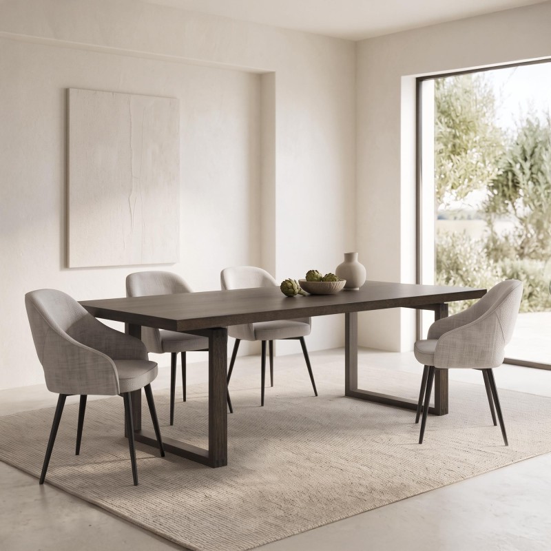 Table à manger en bois foncé de chêne 220 cm - Oria