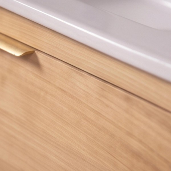 Meuble de salle de bain simple vasque en bois massif naturel - Sylva