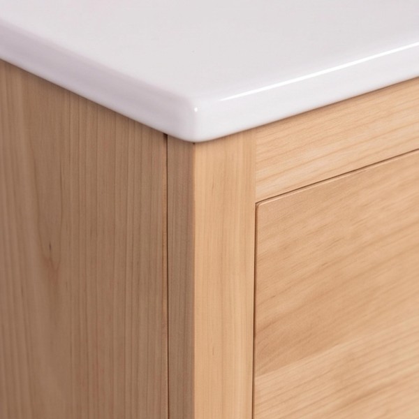 Meuble de salle de bain simple vasque en bois massif - Sylva