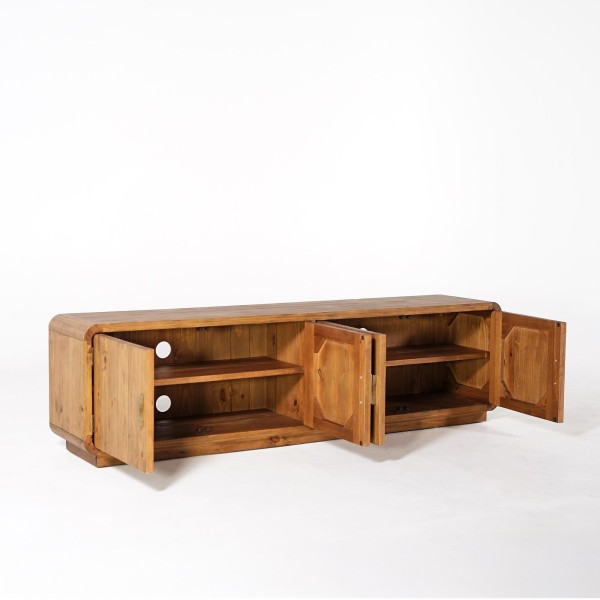 Meuble TV en bois massif naturel de pin 200 cm - Valdora