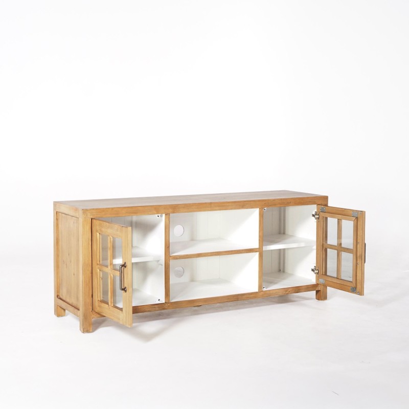 Meuble TV en bois massif de pin naturel 160 cm - Ashford