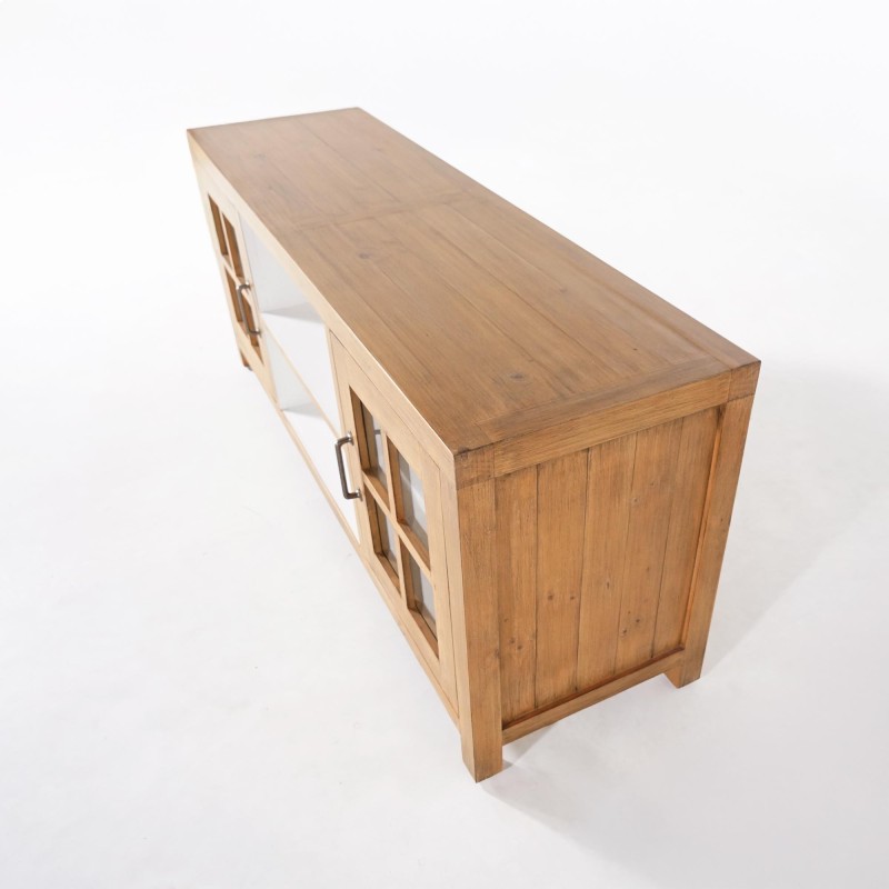 Meuble TV en bois massif de pin naturel 160 cm - Ashford