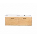 Meuble de salle de bain double vasque en bois massif - Sylva