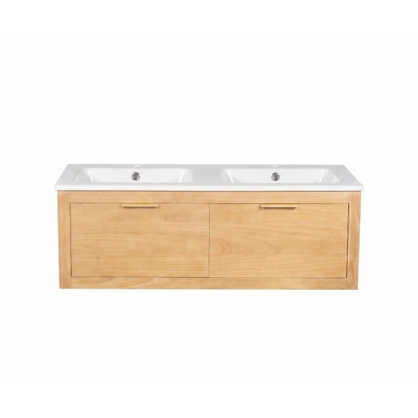 Meuble de salle de bain double vasque en bois massif - Sylva