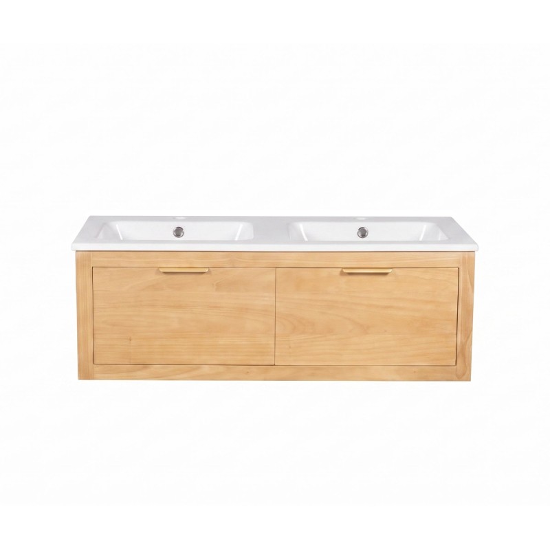 Meuble de salle de bain double vasque en bois massif - Sylva