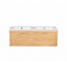 Meuble de salle de bain double vasque en bois massif naturel - Sylva