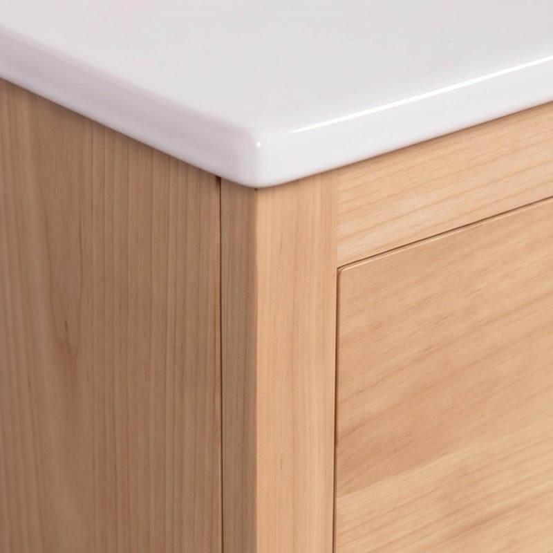 Meuble de salle de bain double vasque en bois massif naturel - Sylva