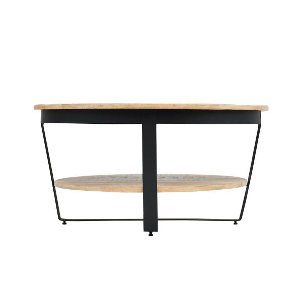 Table basse ronde en bois et métal style industriel - Hadley