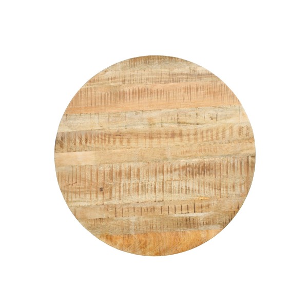 Table basse ronde en bois massif et métal noir - Corven