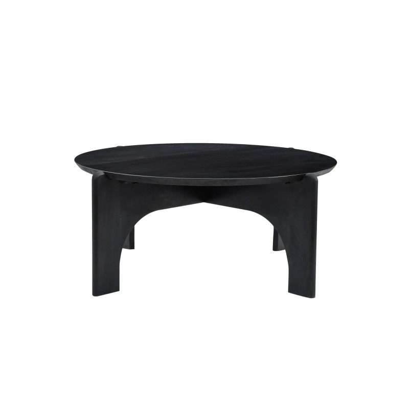 Table basse ronde et noire en bois massif - Stellan