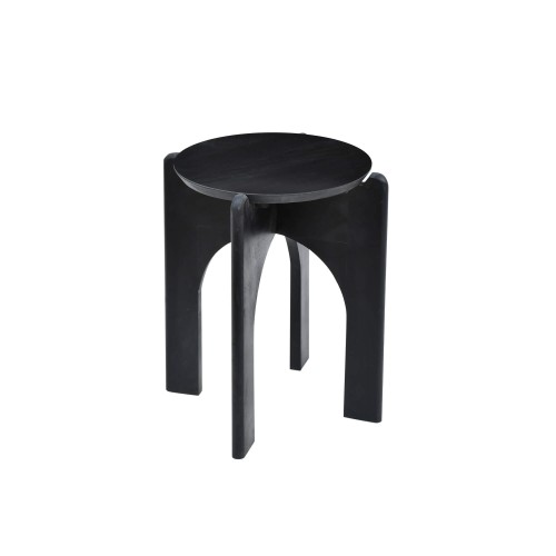 Table d'appoint ronde et noire en bois massif - Stellan