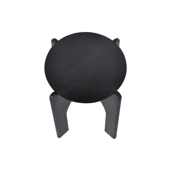 Table d'appoint ronde et noire en bois massif - Stellan