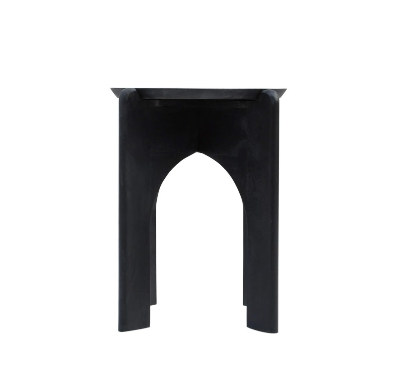 Table d'appoint ronde et noire en bois massif - Stellan