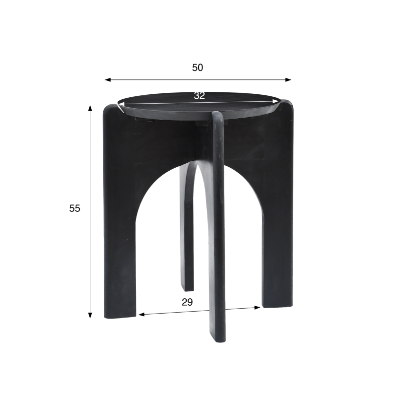Table d'appoint ronde et noire en bois massif - Stellan