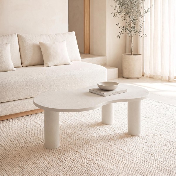 Table basse design blanche en marbre composite - Arco
