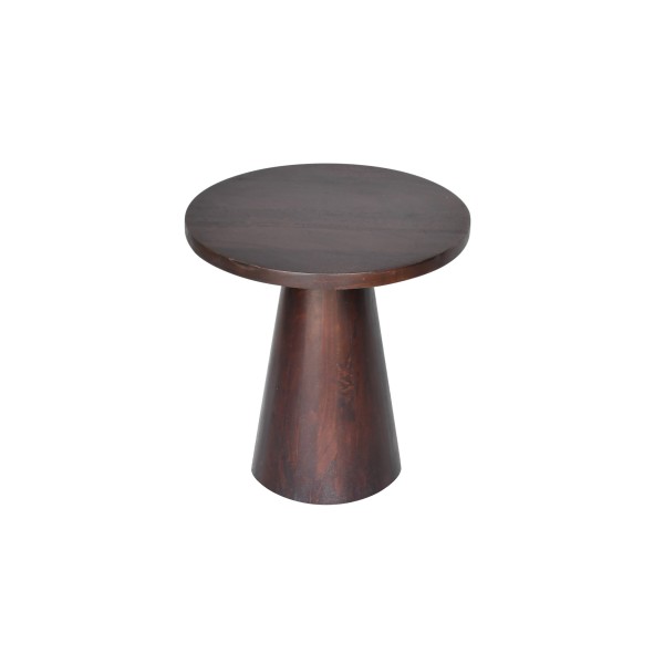 Table d'appoint ronde en bois massif brun foncé - Alrik