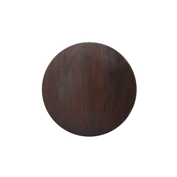 Table d'appoint ronde en bois massif brun foncé - Alrik