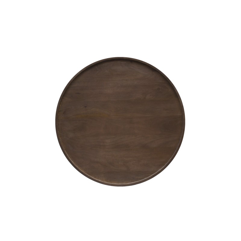 Table basse ronde en bois massif brun foncé - Toril