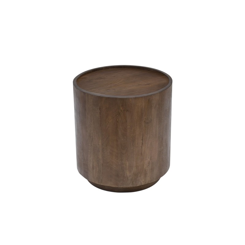 Table d'appoint ronde en bois massif brun foncé - Toril