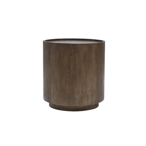 Table d'appoint ronde en bois massif brun foncé - Toril