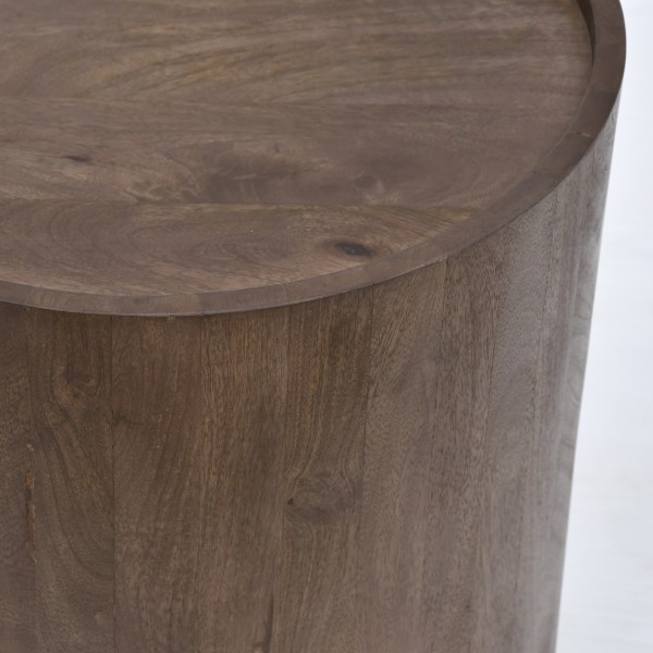 Table d'appoint ronde en bois massif brun foncé - Toril