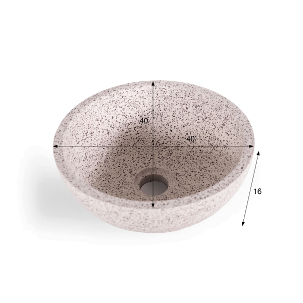 Vasque de salle de bain ronde en terrazzo blanc 40 x 40 cm - Mahina