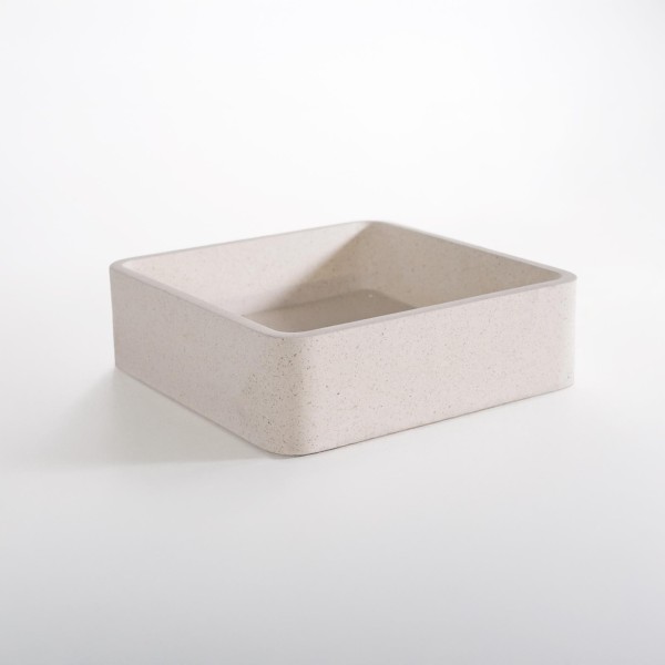 Vasque de salle de bain carrée en terrazzo blanc 40 x 40 cm - Kalani
