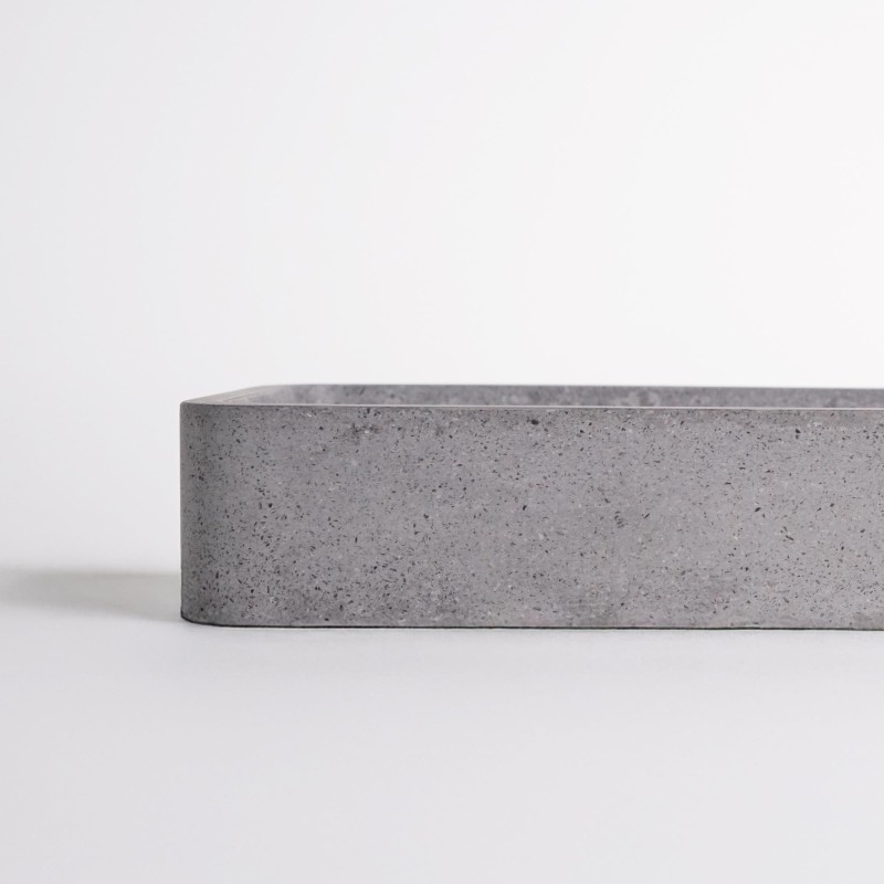 Vasque de salle de bain rectangulaire en terrazzo gris 50 x 30 cm - Nohea