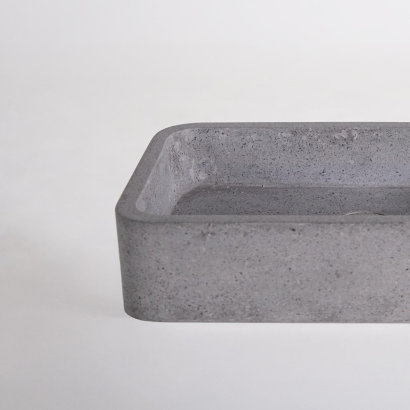 Vasque de salle de bain rectangulaire en terrazzo gris 50 x 30 cm - Nohea