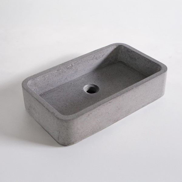 Vasque de salle de bain rectangulaire en terrazzo gris 50 x 30 cm - Nohea
