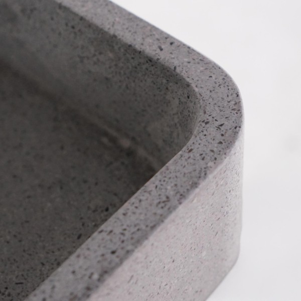 Vasque de salle de bain rectangulaire en terrazzo gris 50 x 30 cm - Nohea