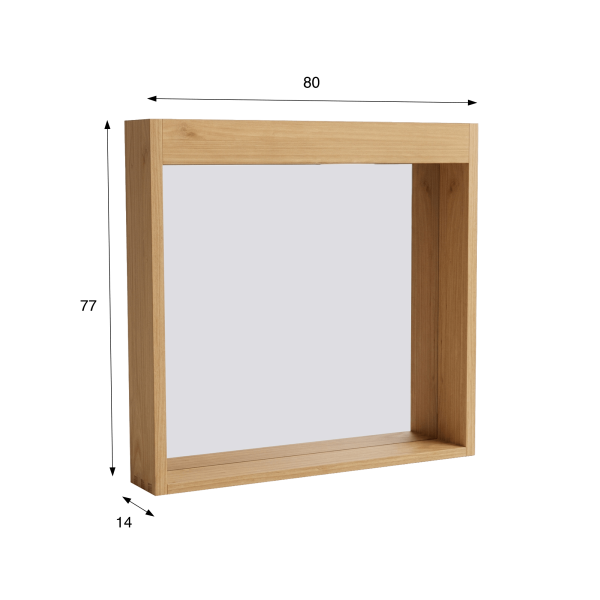 Miroir rectangulaire 80 cm cadre en bois massif avec emplacement lampes