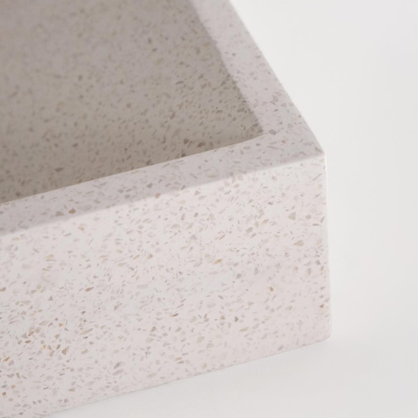 Vasque de salle de bain carrée en terrazzo blanc 40 x 40 cm - Maile